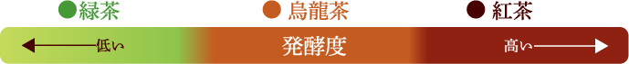 緑茶、烏龍茶、紅茶の発酵度の違い